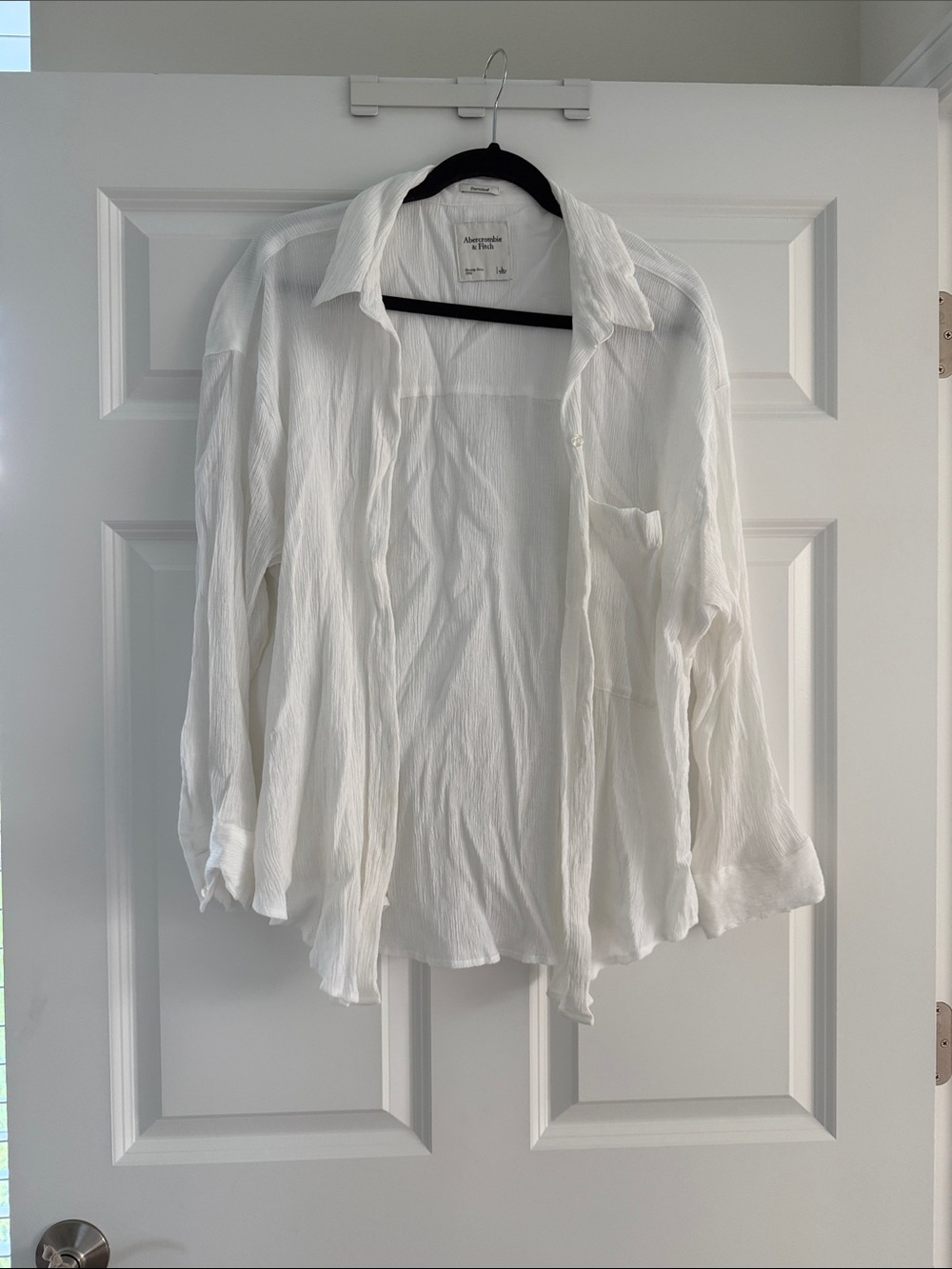 Abercrombie & Fitch White Semi-Sheer Button-Down Shirt